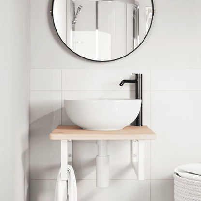 Ripiano a Parete per Lavabo in Acciaio e Massello di Rovere | homemem39