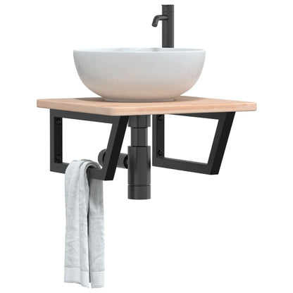 Ripiano a Parete per Lavabo in Acciaio e Massello di Rovere | homemem39