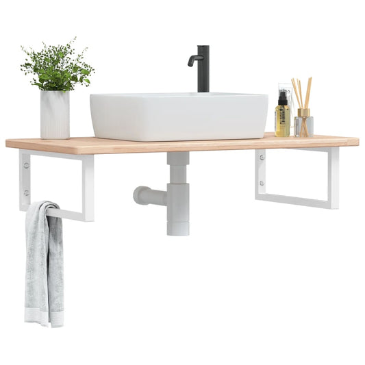 Ripiano a Parete per Lavabo in Acciaio e Massello di Rovere | homemem39