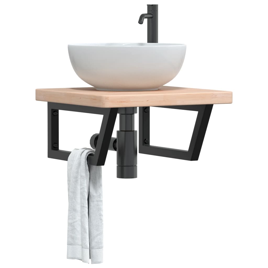 Ripiano a Parete per Lavabo in Acciaio e Massello di Rovere | homemem39