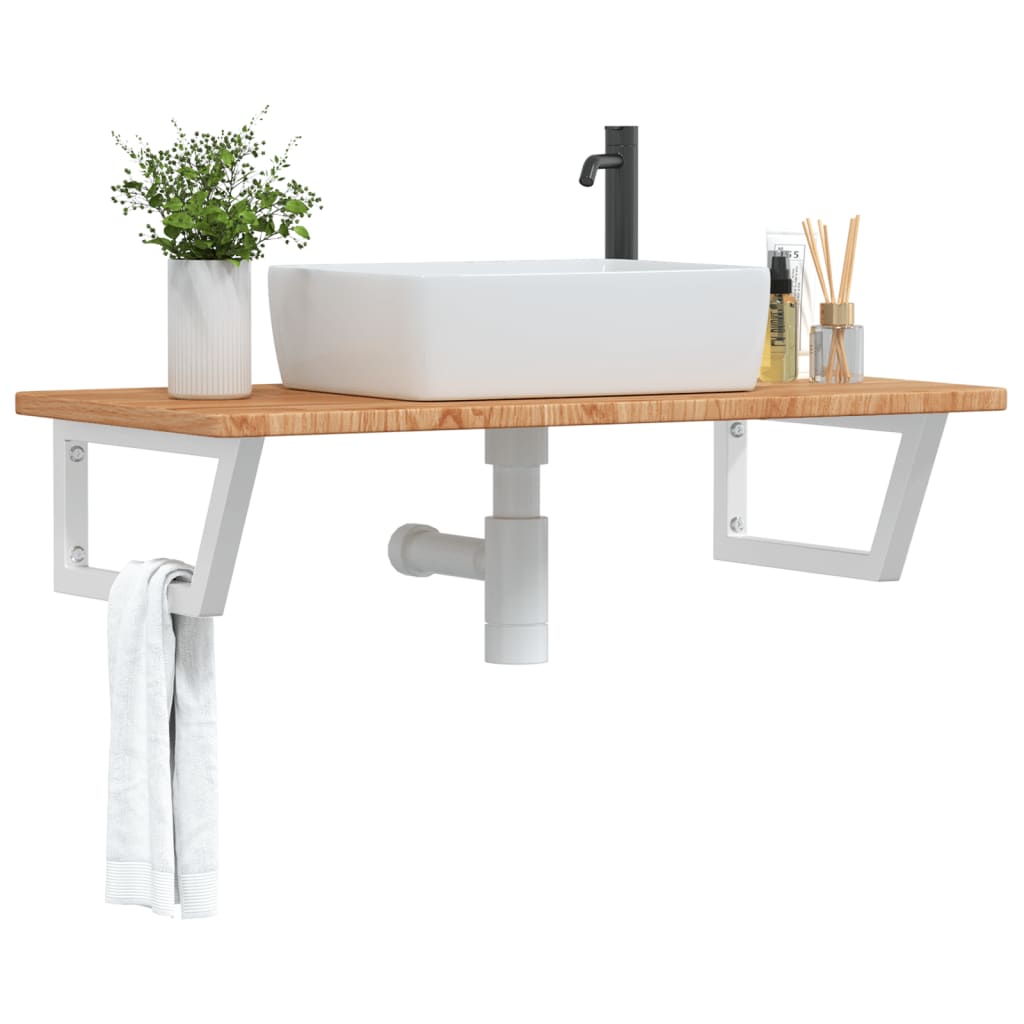 Ripiano a Parete per Lavabo in Acciaio e Massello di Rovere | homemem39