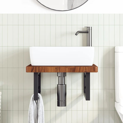 Ripiano a Parete per Lavabo in Acciaio e Massello di Rovere | homemem39