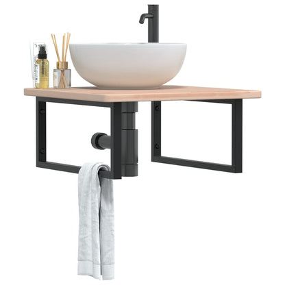 Ripiano a Parete per Lavabo in Acciaio e Massello di Rovere | homemem39