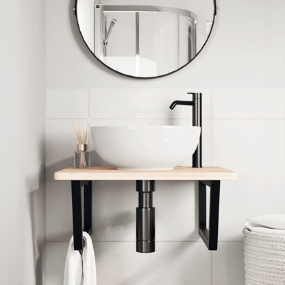 Ripiano a Parete per Lavabo in Acciaio e Massello di Rovere | homemem39