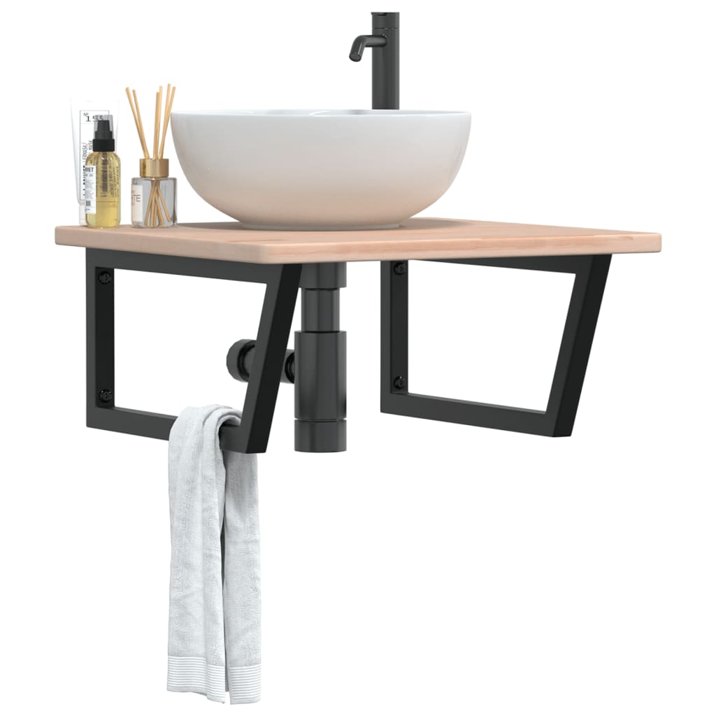 Ripiano a Parete per Lavabo in Acciaio e Massello di Rovere | homemem39