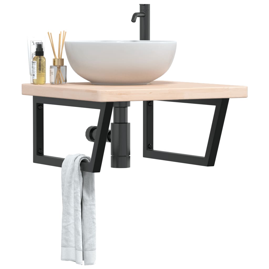 Ripiano a Parete per Lavabo in Acciaio e Massello di Rovere | homemem39