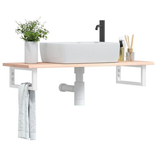 Ripiano a Parete per Lavabo in Acciaio e Massello di Rovere | homemem39