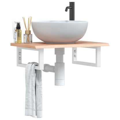 Ripiano a Parete per Lavabo in Acciaio e Massello di Rovere | homemem39