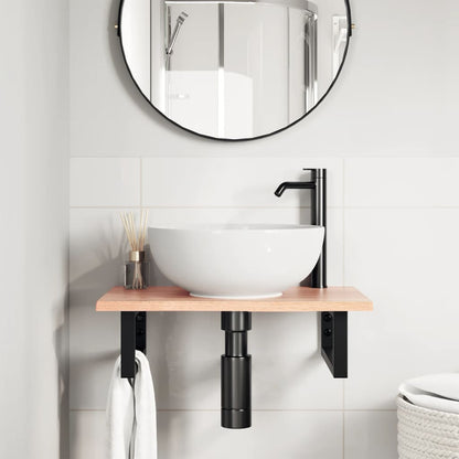 Ripiano a Parete per Lavabo in Acciaio e Massello di Rovere | homemem39
