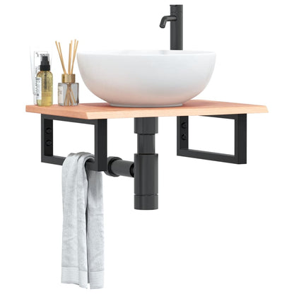 Ripiano a Parete per Lavabo in Acciaio e Massello di Rovere | homemem39