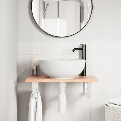 Ripiano a Parete per Lavabo in Acciaio e Massello di Rovere | homemem39