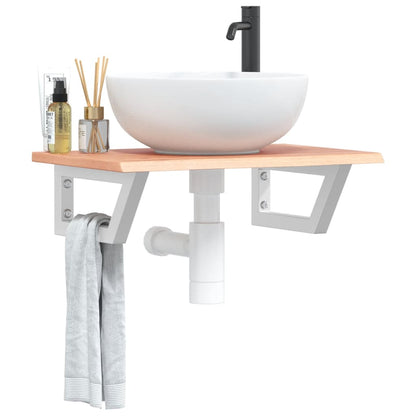 Ripiano a Parete per Lavabo in Acciaio e Massello di Rovere | homemem39