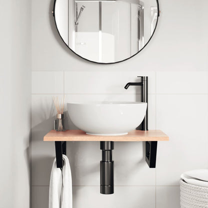 Ripiano a Parete per Lavabo in Acciaio e Massello di Rovere | homemem39