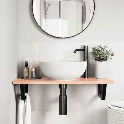 Ripiano a Parete per Lavabo in Acciaio e Massello di Rovere | homemem39