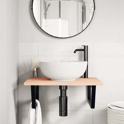 Ripiano a Parete per Lavabo in Acciaio e Massello di Rovere | homemem39