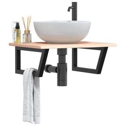 Ripiano a Parete per Lavabo in Acciaio e Massello di Rovere | homemem39
