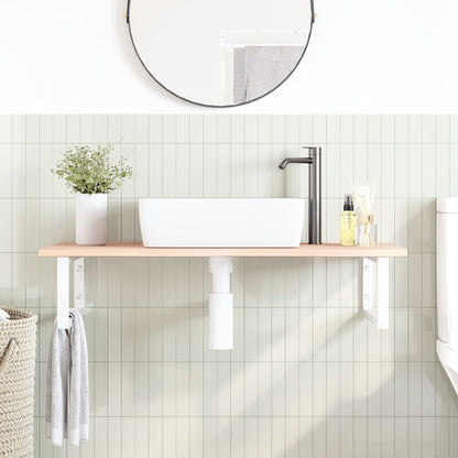 Ripiano a Parete per Lavabo in Acciaio e Massello di Rovere | homemem39