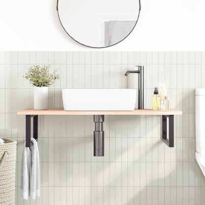 Ripiano a Parete per Lavabo in Acciaio e Massello di Rovere | homemem39