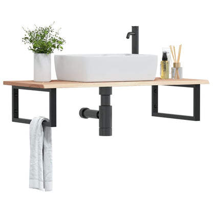 Ripiano a Parete per Lavabo in Acciaio e Massello di Rovere | homemem39