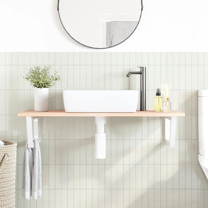 Ripiano a Parete per Lavabo in Acciaio e Massello di Rovere | homemem39