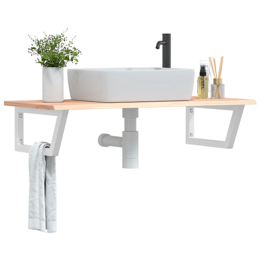 Ripiano a Parete per Lavabo in Acciaio e Massello di Rovere | homemem39