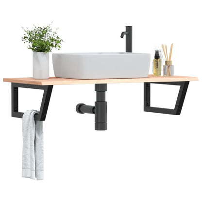 Ripiano a Parete per Lavabo in Acciaio e Massello di Rovere | homemem39