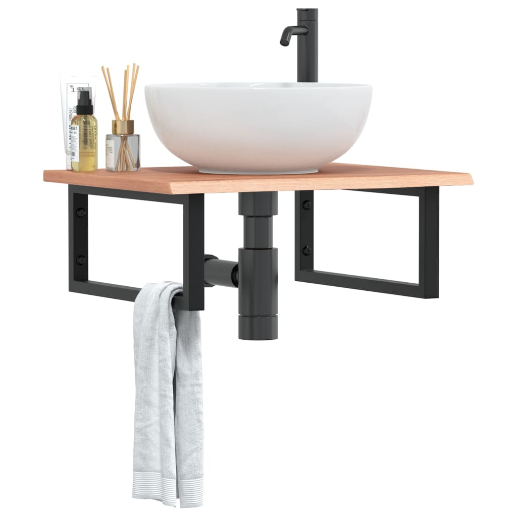 Ripiano a Parete per Lavabo in Acciaio e Massello di Rovere | homemem39