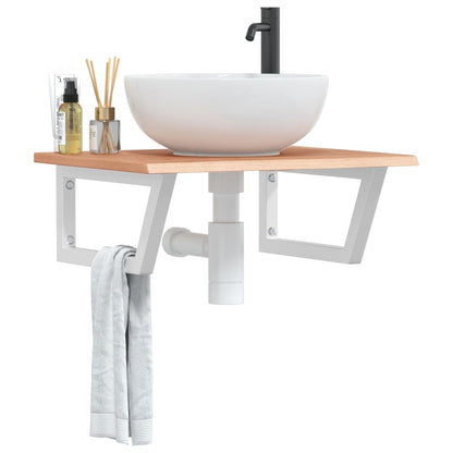 Ripiano a Parete per Lavabo in Acciaio e Massello di Rovere | homemem39