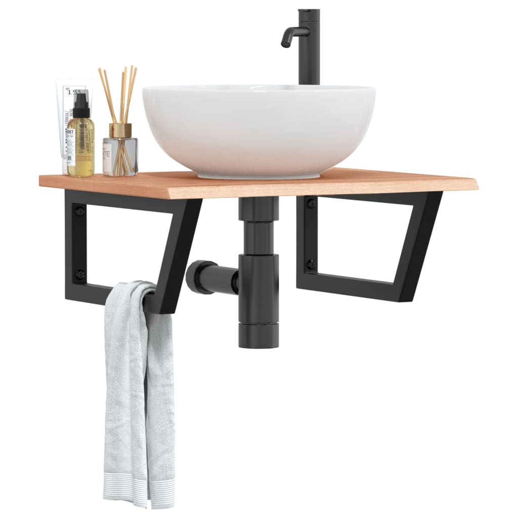 Ripiano a Parete per Lavabo in Acciaio e Massello di Rovere | homemem39