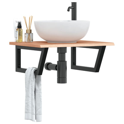 Ripiano a Parete per Lavabo in Acciaio e Massello di Rovere | homemem39