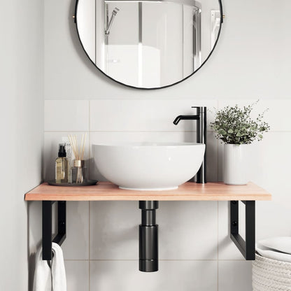 Ripiano a Parete per Lavabo in Acciaio e Massello di Rovere | homemem39