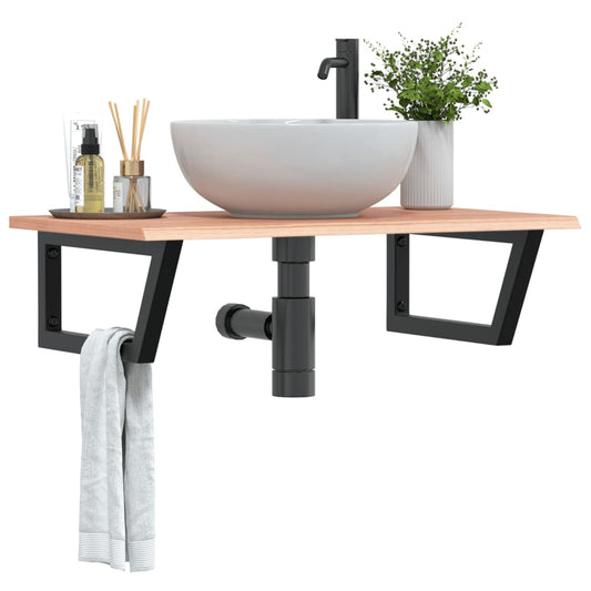 Ripiano a Parete per Lavabo in Acciaio e Massello di Rovere | homemem39