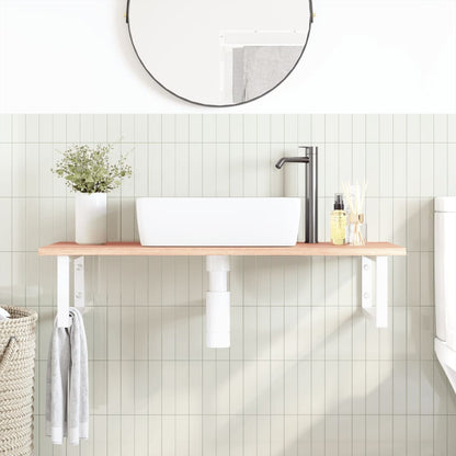 Ripiano a Parete per Lavabo in Acciaio e Massello di Rovere | homemem39