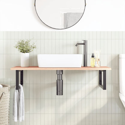 Ripiano a Parete per Lavabo in Acciaio e Massello di Rovere | homemem39