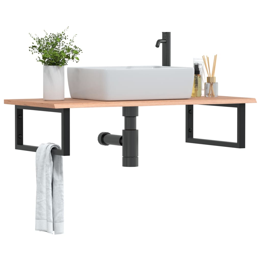 Ripiano a Parete per Lavabo in Acciaio e Massello di Rovere | homemem39