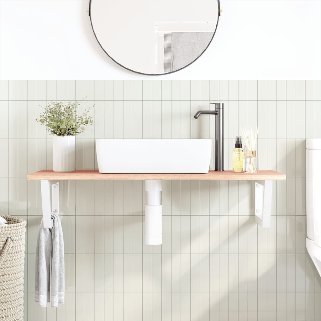 Ripiano a Parete per Lavabo in Acciaio e Massello di Rovere | homemem39