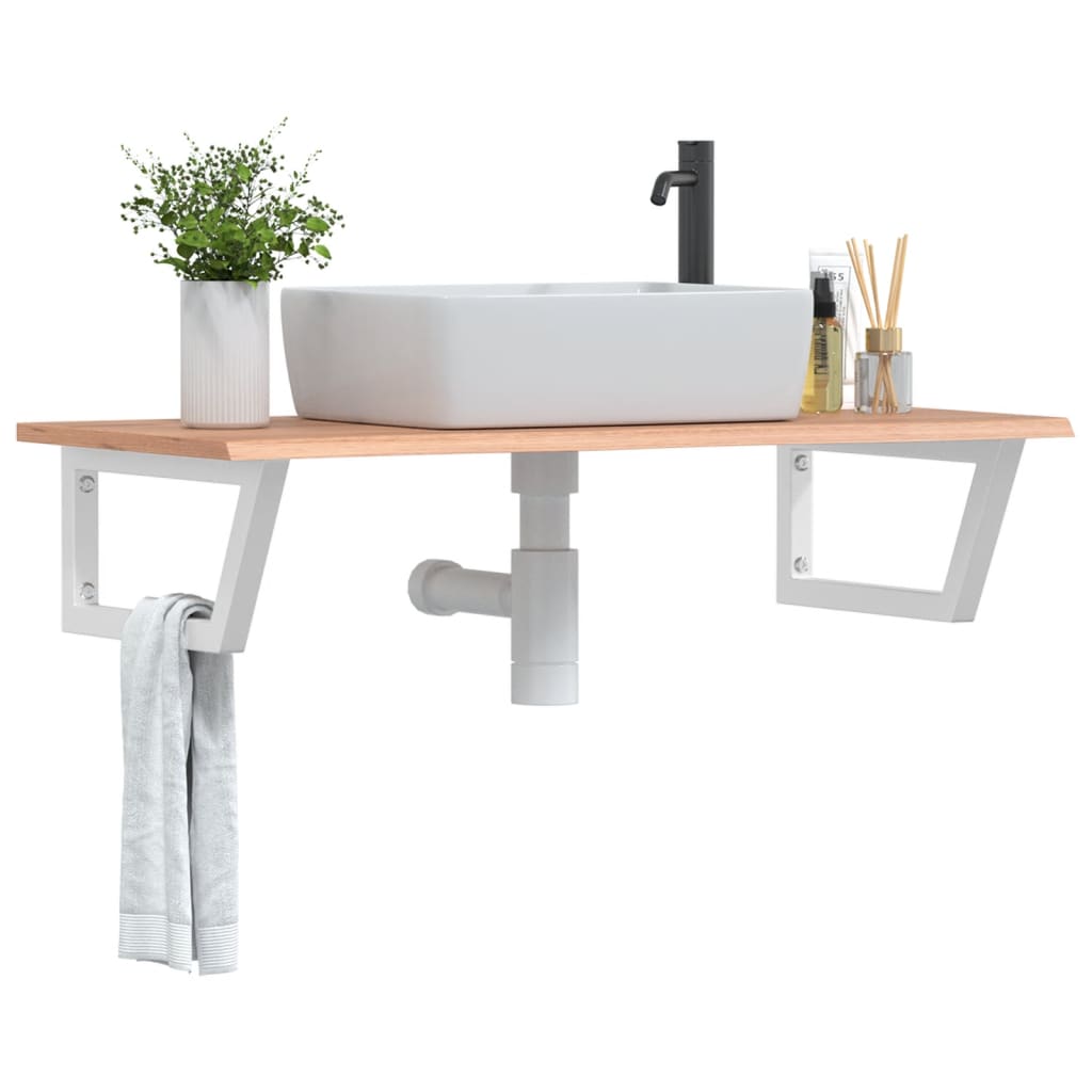 Ripiano a Parete per Lavabo in Acciaio e Massello di Rovere | homemem39