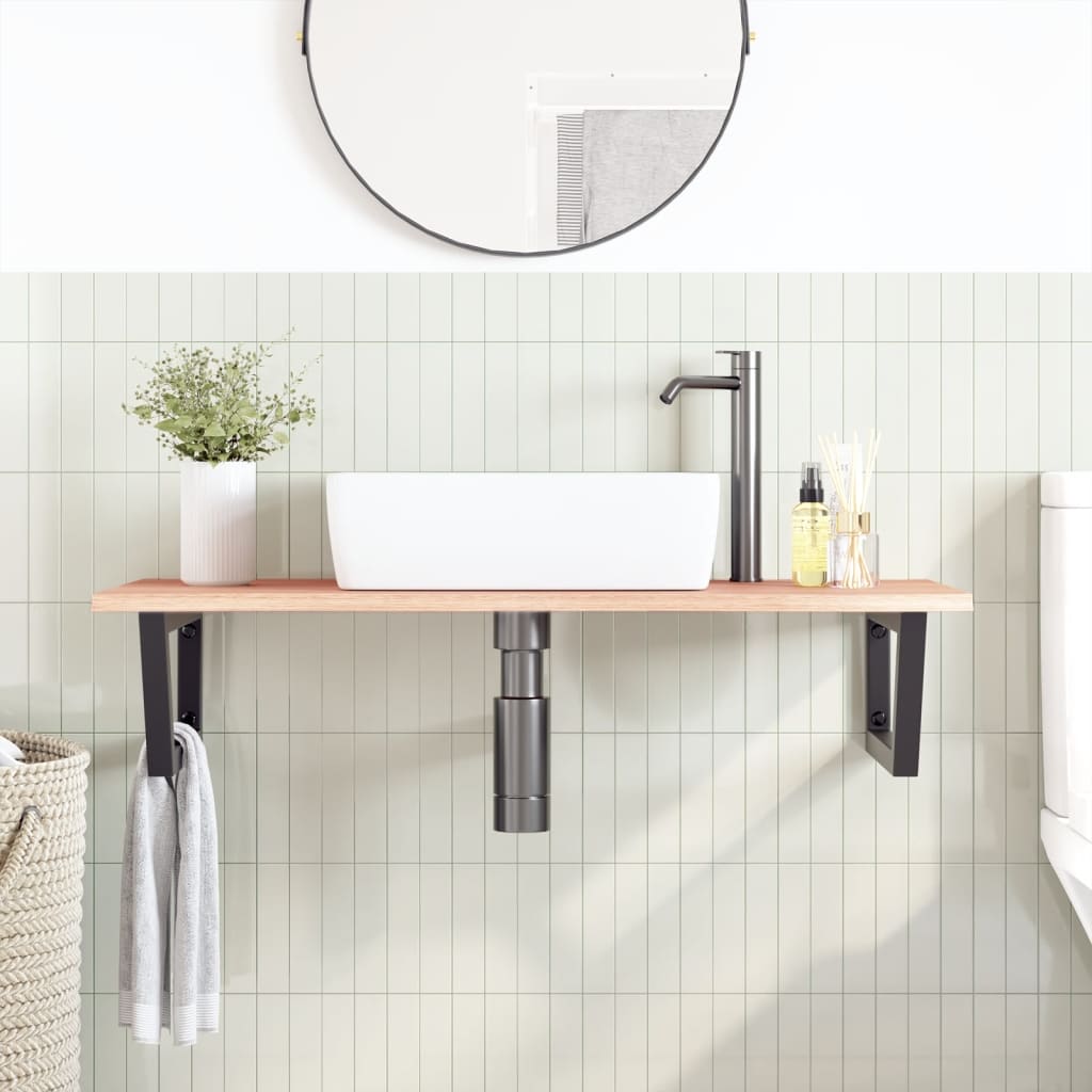 Ripiano a Parete per Lavabo in Acciaio e Massello di Rovere | homemem39