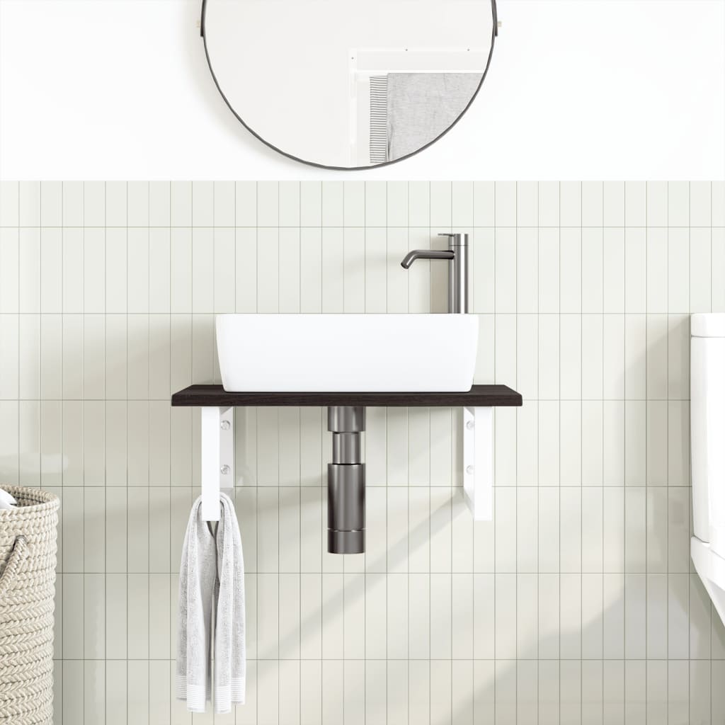 Ripiano a Parete per Lavabo in Acciaio e Massello di Rovere | homemem39