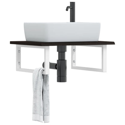 Ripiano a Parete per Lavabo in Acciaio e Massello di Rovere | homemem39