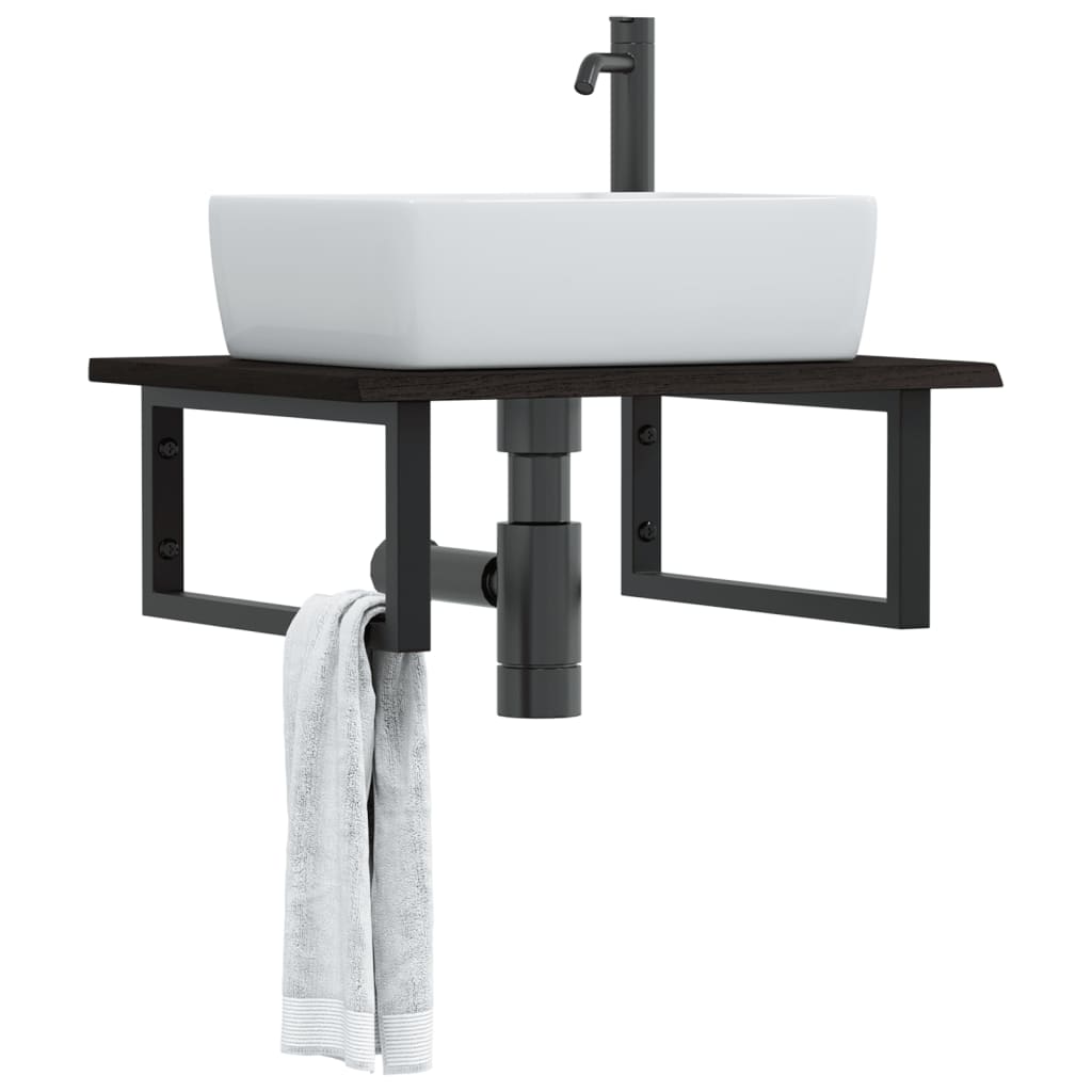Ripiano a Parete per Lavabo in Acciaio e Massello di Rovere | homemem39