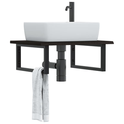 Ripiano a Parete per Lavabo in Acciaio e Massello di Rovere | homemem39