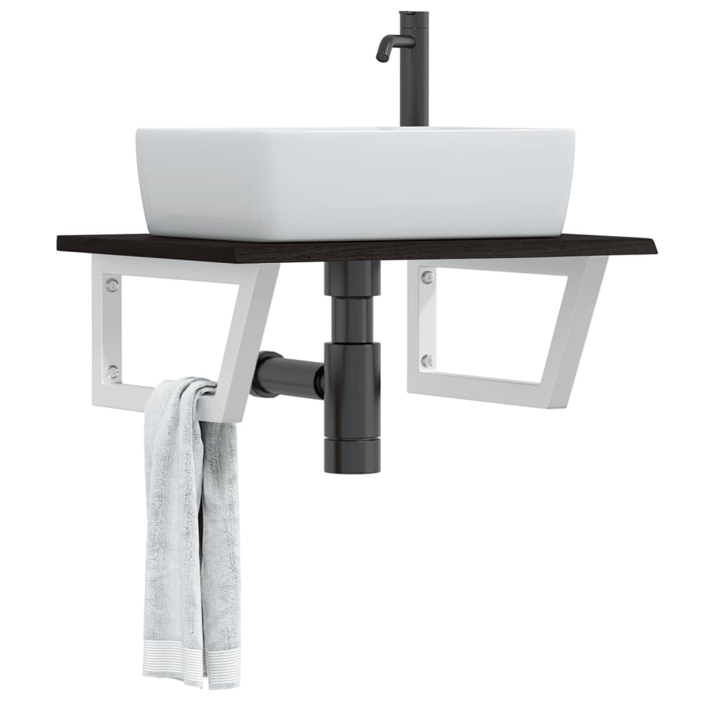 Ripiano a Parete per Lavabo in Acciaio e Massello di Rovere | homemem39