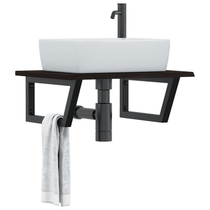 Ripiano a Parete per Lavabo in Acciaio e Massello di Rovere | homemem39