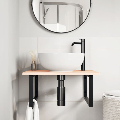 Ripiano a Parete per Lavabo in Acciaio e Massello di Rovere | homemem39