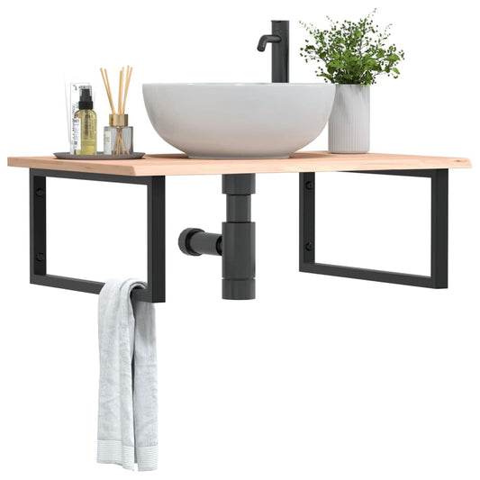 Ripiano a Parete per Lavabo in Acciaio e Massello di Rovere | homemem39