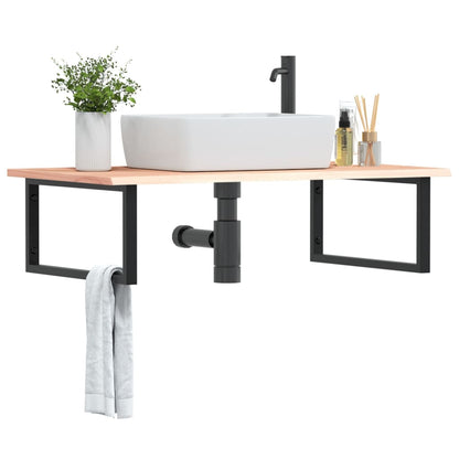 Ripiano a Parete per Lavabo in Acciaio e Massello di Rovere | homemem39