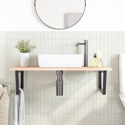 Ripiano a Parete per Lavabo in Acciaio e Massello di Rovere | homemem39