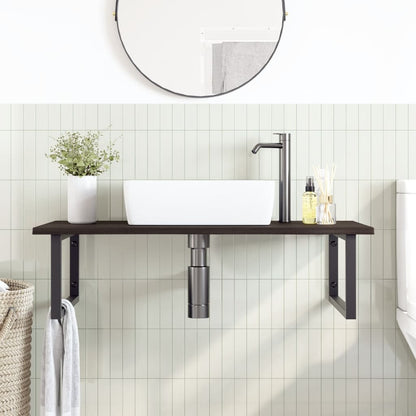 Ripiano a Parete per Lavabo in Acciaio e Massello di Rovere | homemem39