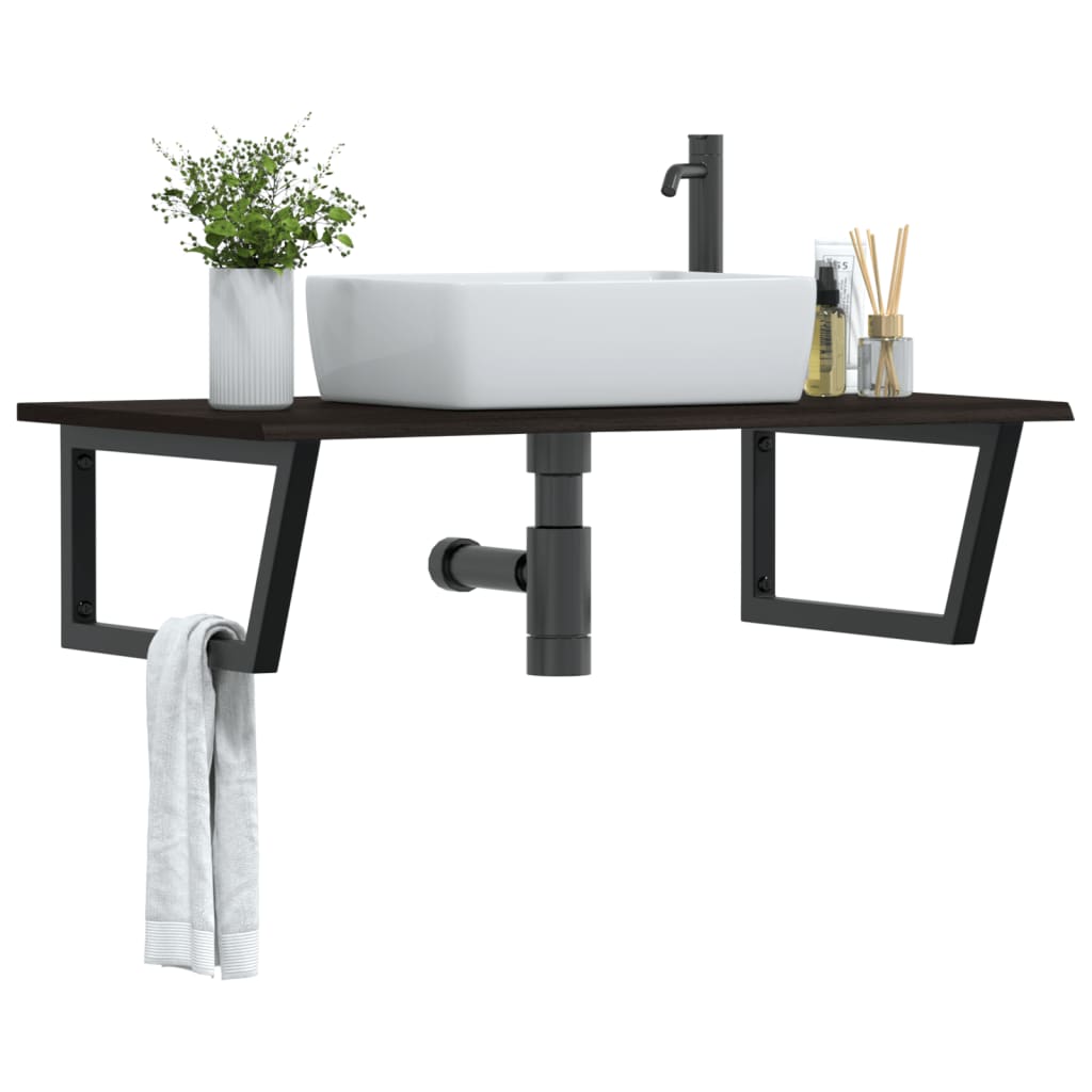 Ripiano a Parete per Lavabo in Acciaio e Massello di Rovere | homemem39